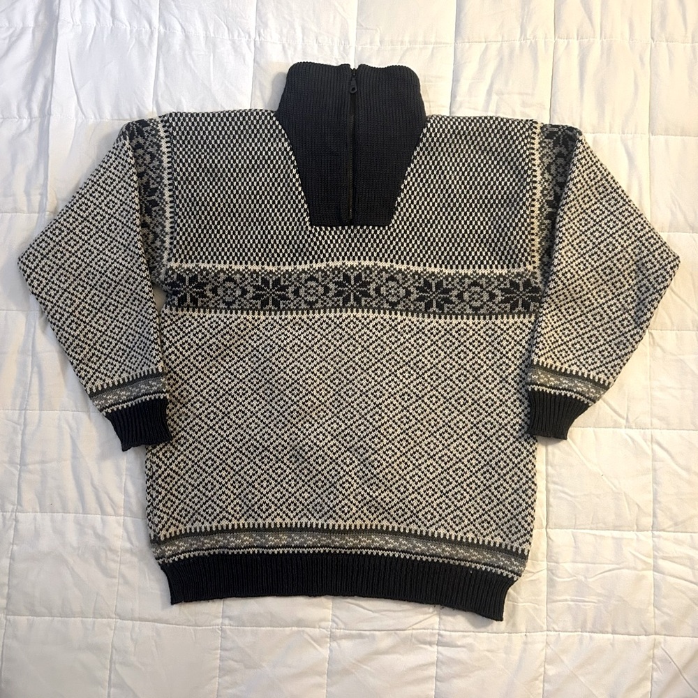 Icelandic Norwear 1/4 Zip Wool Sweater L